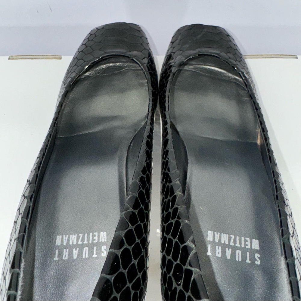 Stuart Weitzman Black Python Embossed Leather Pee… - image 6